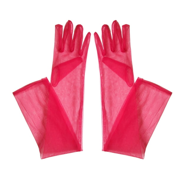 Guardoinrt Gauze Sheer Gloves For Vintage Weddings Operas Banquets Stand Out Suitable For Most Occasions These Red 55cm