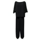 thumbnail image 4 of Traje de lino de pierna ancha sólida de manga corta con cuello redondo suelto informal de moda de verano para mujer Wmkox8yi  bvn2599, 4 of 4