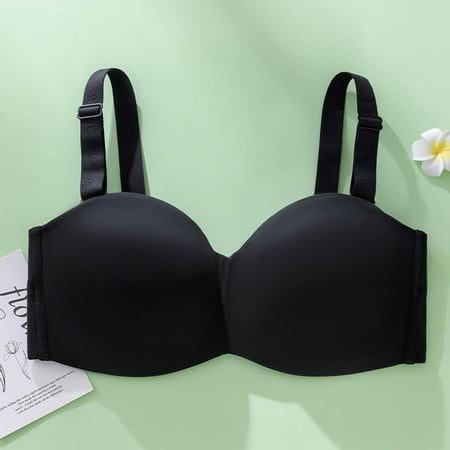 LLYWEY Plus Size Sports Bras on Clearance Woman Bras No Wire Ladies Bralette Bra Style-1088 Women Lift Bra Feature Adult Female Lace Sports Bras Black 44B