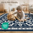 thumbnail image 4 of ODIKA 6'x9' Washable Area Rug Blue Cream Ornate Medallion Design Elegant Scrollwork with Intricate Borders for Family Room, Living Room, Master Bedroom, Non-Slip, Easy Care, 4 of 7