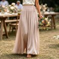 thumbnail image 5 of IUYRTFE Women's Solid Color Maxi Skirt Flowy Sheer Fabric Elastic Waist Long Casual Skirt, 5 of 8