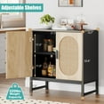 thumbnail image 4 of Glavbiku New Modern Rattan Arched 2 Door Storage Cabinet,Accent Cabinet with Metal Legs,Black,31in L, 4 of 11