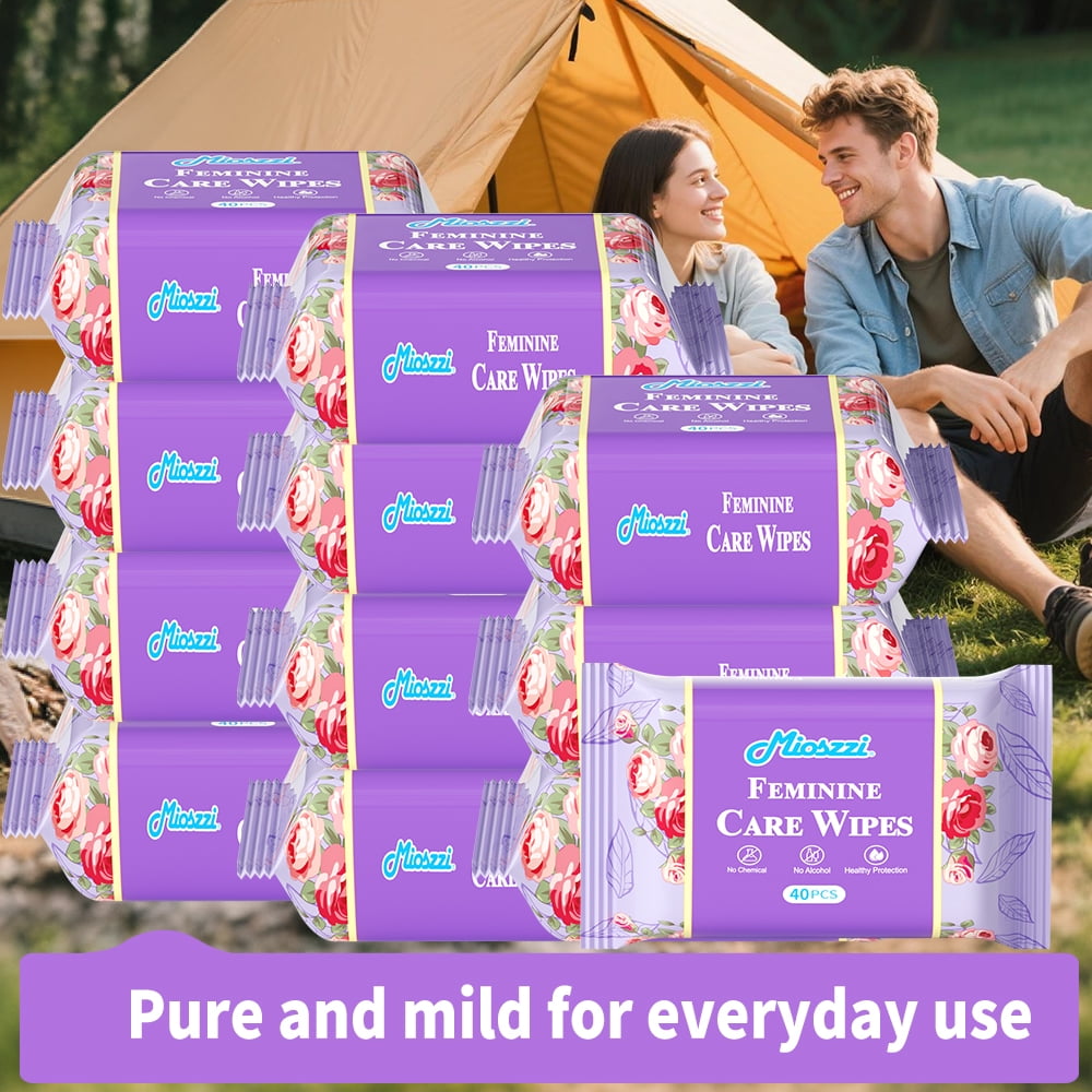 Mioszzi pH Balanced Feminine Cleansing Wipes, Alcohol-Free & Skin-Friendly, 12 Packs, 480 Total Count