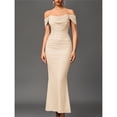 thumbnail image 4 of Vestido Maxi con Hombros Descubiertos, Corsé Fruncido, Ajustado, Vestidos Formales para Invitadas de Boda para Mujeres Albaricoque XL, 4 of 8