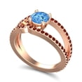 thumbnail image 2 of Diamond-Capitals 2.50 Carat Elegant Round Cut Blue Topaz & Garnet Gemstone Proposal Ring for Ladies Solid 18K Rose Gold Size 7.5, 2 of 8