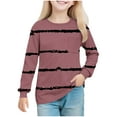 thumbnail image 2 of YUNAFFT Girls Striped Print Round Neck Long Sleeve Blouse Stretch Elastic Comfy Casual Top for 4-14Y, 2 of 8