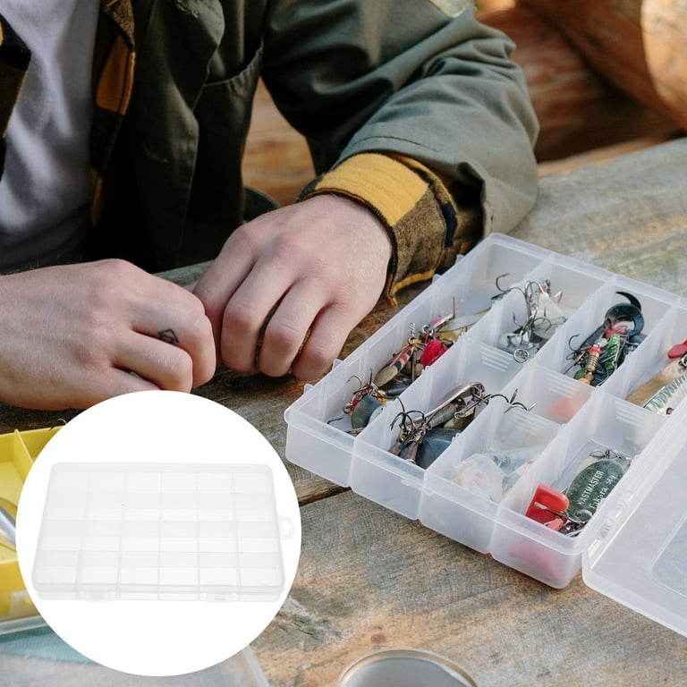 3pcs Portable Fishing Tackle Organizer 24 Compartments Transparent Tackle Box, Size: Small