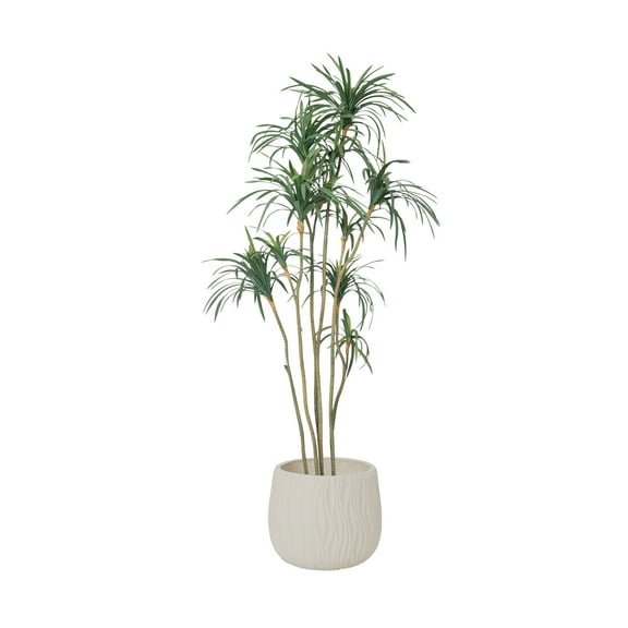 78.6'' Artificial Dragon tree in a Shell designed fiberstone planter perfect for indoor and outdoor use