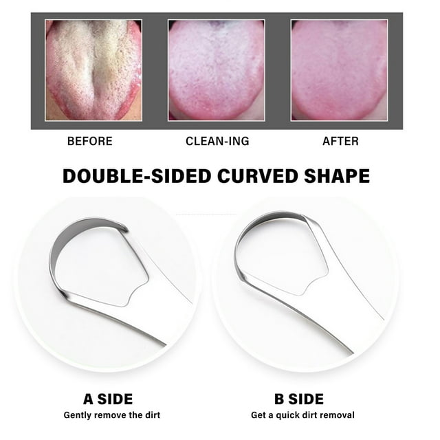 Tongue Scraper,Improve Oral Condition Steel Scraper Sided Condition Reduce Bad Scraper Sided Curved Stainless Steel Scraper Reduce Bad Breath Sided Curved Shape Kids Improve Oral Cleaner Kids Improve