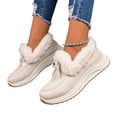 thumbnail image 6 of NexTorq Women's Winter Shoes Fuzzy Lined Warm Slip-On Boots with Bow Thick Sole Moc Toe Cozy Cold Weather Footwear for Walking and Everyday Comfort Wear Beige US-6 (EU-37), 6 of 6