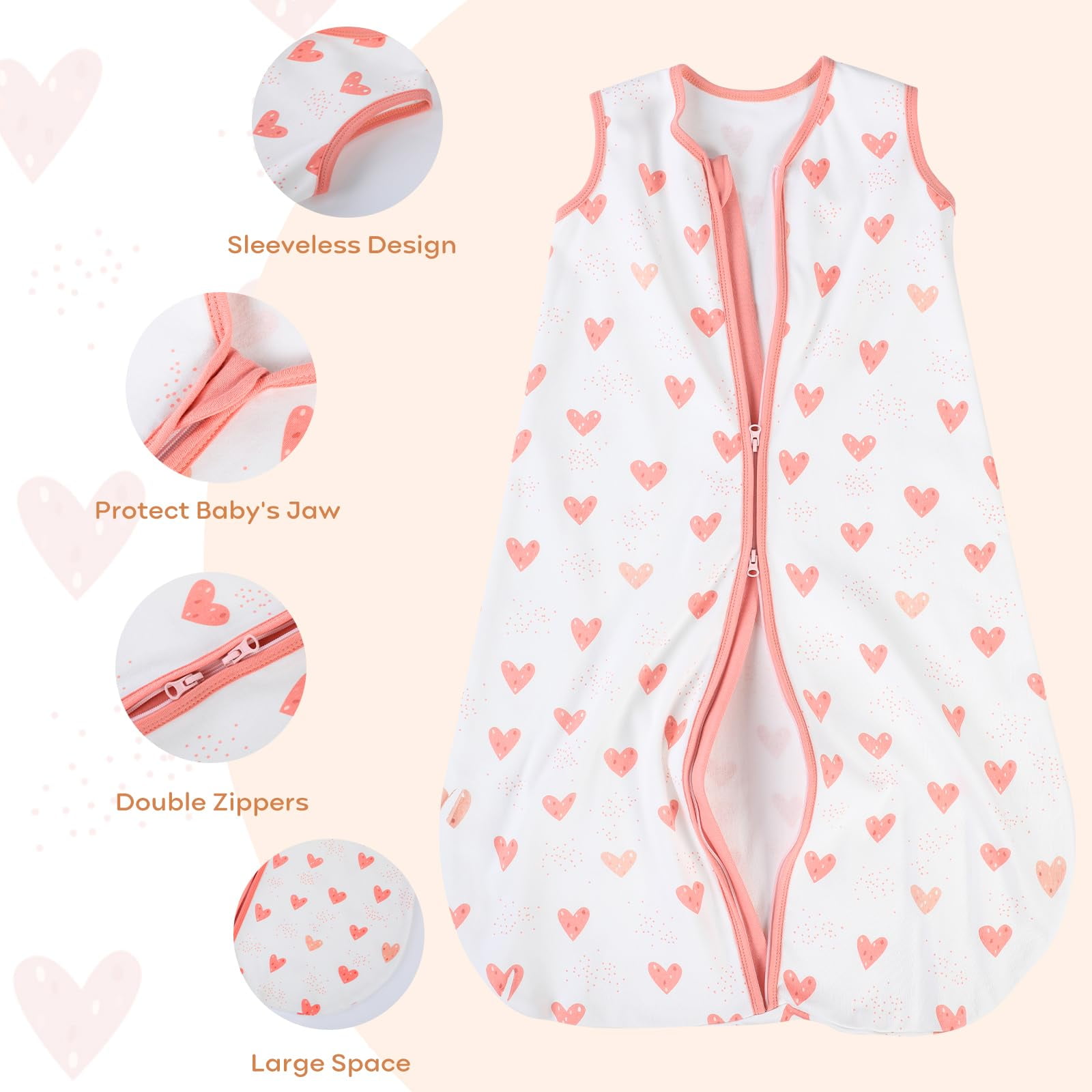 Yoofoss Baby Sleep Sack 0-6 Months Wearable Blanket for Babies 100% Organic Cotton 2-Way Zipper TOG 0.5 Toddler Sleeping Sack 3 Pack, Sleep Sacks