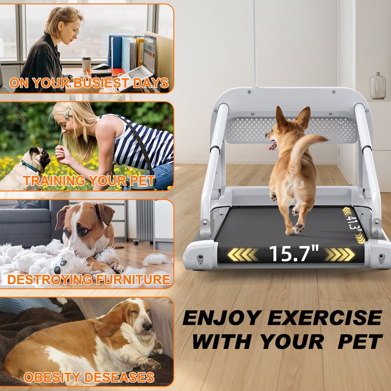 Mintazer 2-in-1 Pet & Human Treadmill, 2.5 HP Dog Treadmill with Remote Control & Incline, White