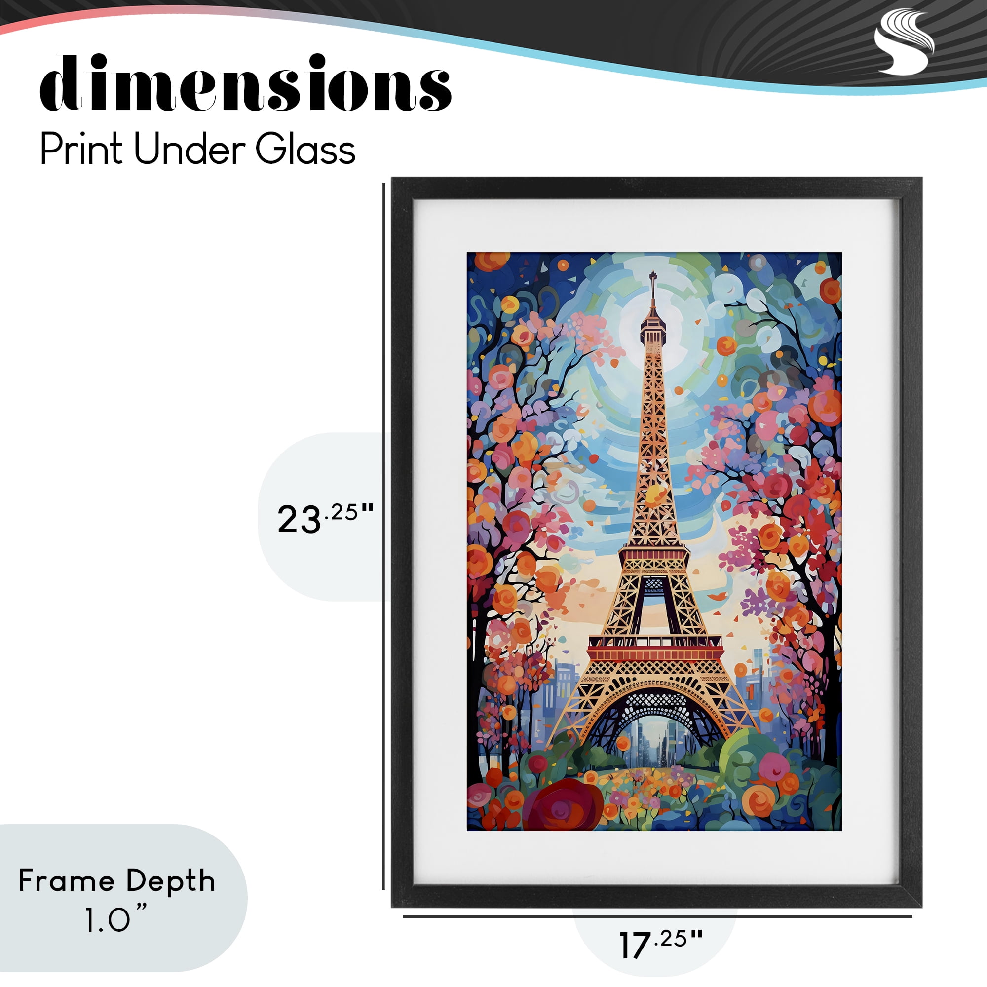 Stupell Industries Eiffel Tower Nighttime Bloom Black Framed Print Under Glass, design by Creative Studio