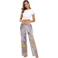 thumbnail image 6 of Women's Golden Light Purple Marble Pajama Pants, Casual Pajama Bottoms Lounge Pants Wide Leg, 6 of 7