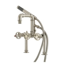 Kingston Brass AE6408CG Fuller 7" Center Deck-Mount Clawfoot Tub Faucet with Hand Shower, Brushed Nickel