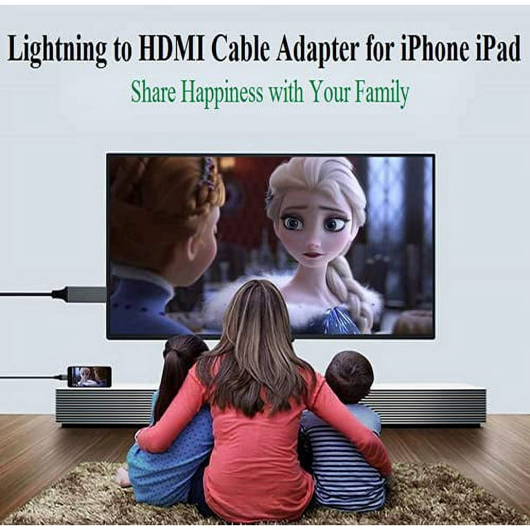 iPhone to TV HDMI Cable, MFi Certified Lightning to HDMI Cord for  iPhone/iPad/iPod on TV/Projector/Monitor, 6.6ft
