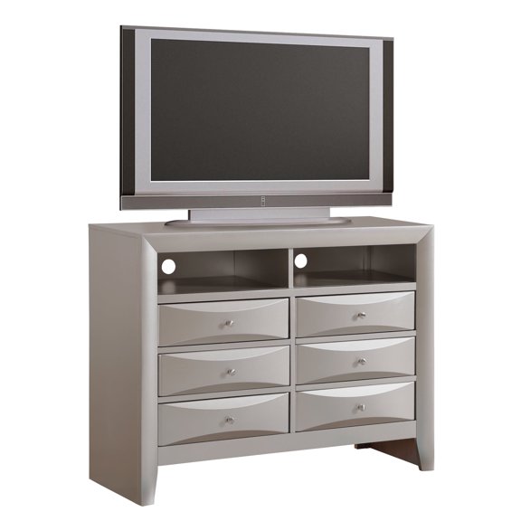 Newboti Furniture Marilla G1503-TV2 Media Chest, Silver Champagne 34968
