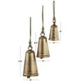 thumbnail image 3 of DecMode Tibetan Inspired Bronze Metal Narrow Cone Decorative Cow Bells with Jute Hanging Rope, 3 Count, 3 of 8