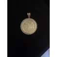 thumbnail image 2 of 2Ct Round Cut Real Moissanite 50 Pesos ''CENTENARIO'' Pendant 14k Yellow Gold Plated, 2 of 4