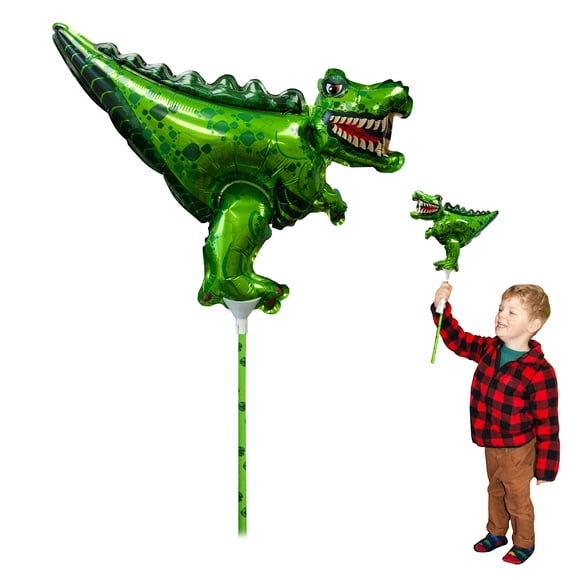 Globo inflable con forma de animal, diseño de T-Rex, con bastón