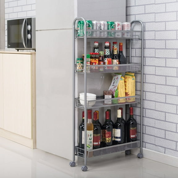 SEGMART 5-Tier Shelving Unit Storage Carts with Wheels, 17.5" x 10" x 41"Slim Gap Kitchen Storage Tower Rack, Mesh Wire Rolling Cart Cupboard, for Home Kitchen Office Bathroom, 220lbs, S13733