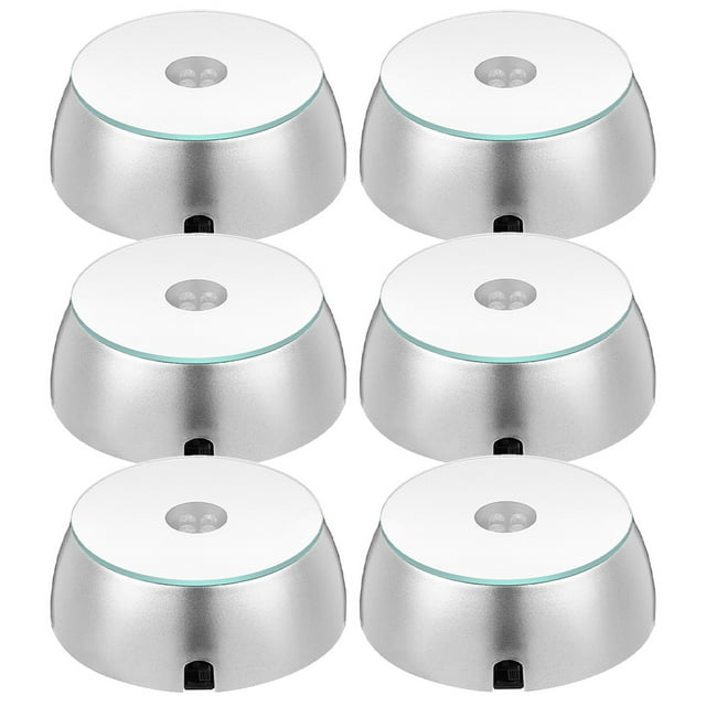GOOHOCHY 6 Pcs Base d'Affichage en Plastique Argenté Éclairage Rond pour Articles en Acrylique Vitrine