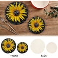 thumbnail image 4 of SKYSONIC Sunflower Flower Petal Trivet Pot Holders Pads, Set of 2 Black Seeds Pot Holder Heat Resistant Trivets Cotton Thread Weave Mats Kitchen Table Decor, 4 of 7