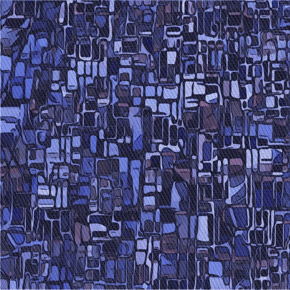 Ahgly Company Machine Washable Indoor Square Transitional Night Blue Area Rugs, 5' Square