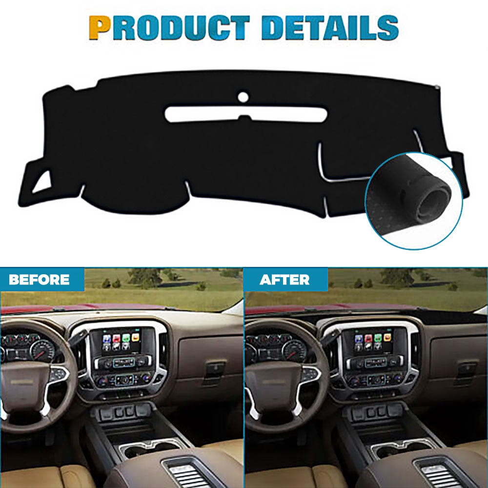 For for 2007-2013 Chevy Silverado GMC Sierra 1500 Dashboard Cover Pad Dash Mat with Two Glove Box