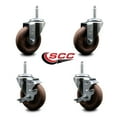 thumbnail image 2 of 4 Inch High Temp Glass Filled Nylon 3/4 Inch Threaded Stem Caster Set 2 Brakes, 2 of 2