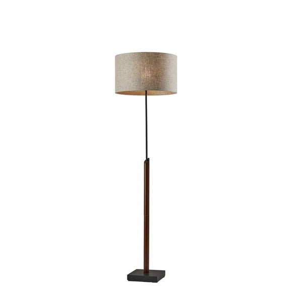 Adesso Ethan Floor Lamp, Walnut Rubberwood with Black Accents