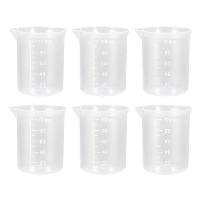 Shisuyan UEETEK 6pcs 100mL PP Plastic Measuring Cups Graduation Beakers Measuring Cups Liquid Container