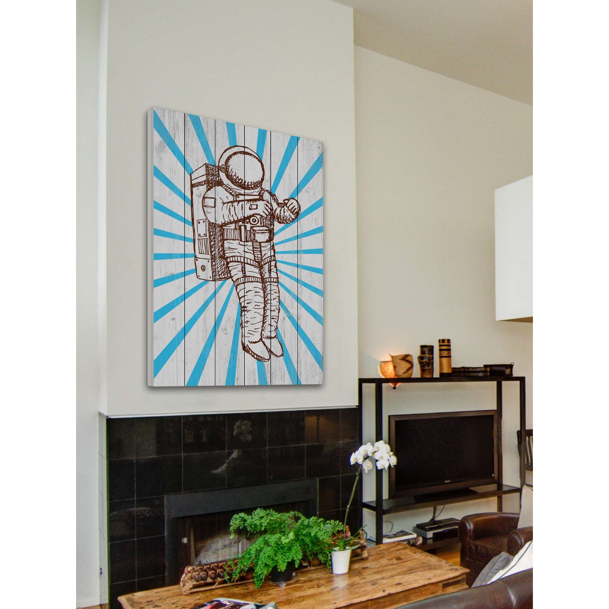 MARMONT HILL  - 'Space Suit' Painting Print on White Wood - Multi-Color 16 x 24