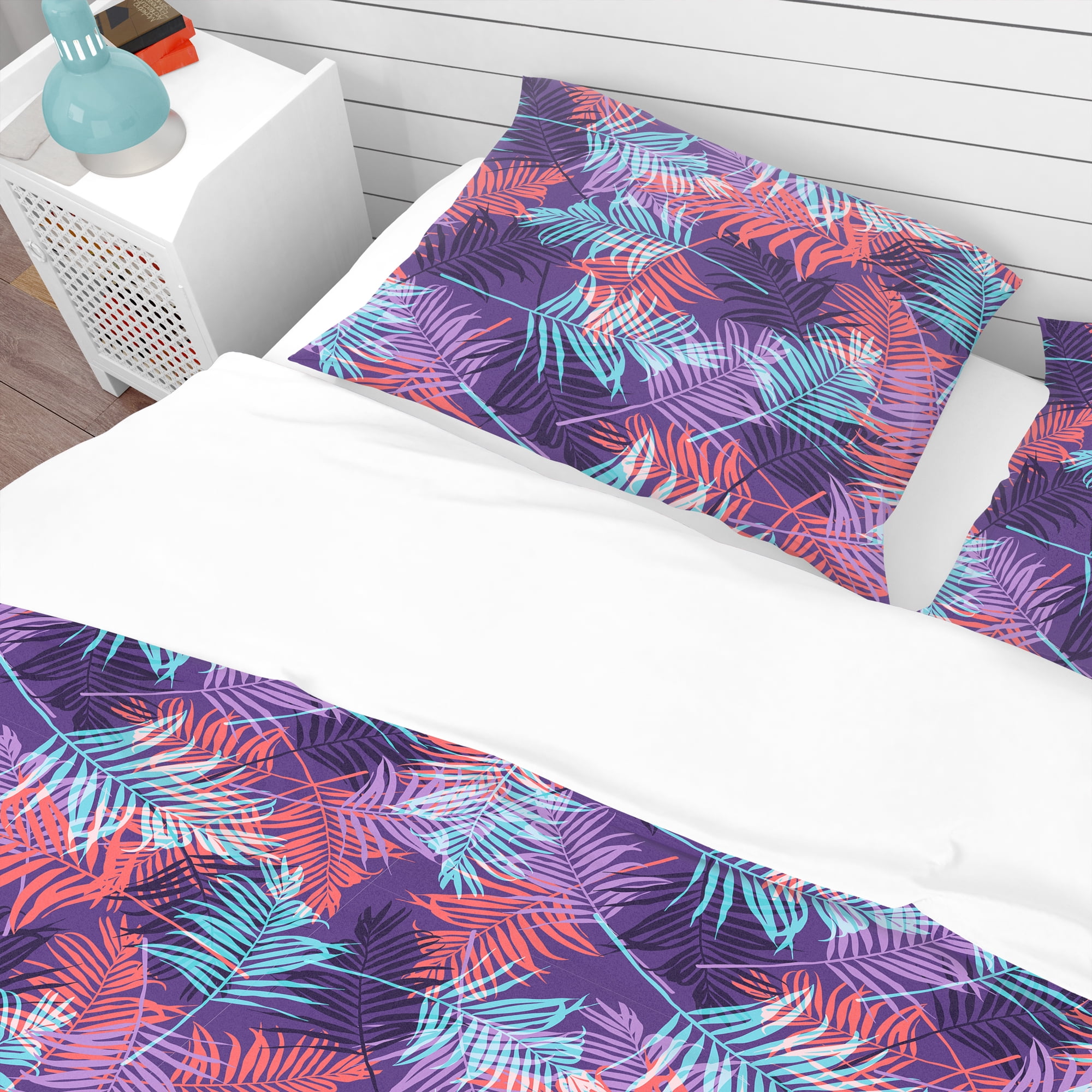 Designart 'Tropical Palm Leaves Pattern' Tropical Duvet Cover Set
