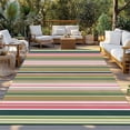 thumbnail image 2 of Colorful Striped Outdoor Rug for Patio/Deck/Porch, Non-Slip Large Area Rug 4 x 6 Ft, Sage Green Pink White Vertical Lines Indoor Outdoor Rugs Washable Area Rugs, Reversible Camping Rug Carpet Runner, 2 of 8