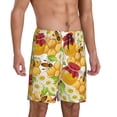 thumbnail image 2 of Balery Bees Honeycomb Pantalones cortos de pijama de punto de algodón para hombre con cinturilla y bolsillos-Medium, 2 of 6