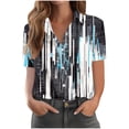 thumbnail image 2 of Ounisa Womens Short Sleeve Shirts Lapel Random Printed Button Detail Fitted Cotton 2026 Spring Summer Daily Casual Fashion Versatile Blouse Tops S-2XL, 2 of 6