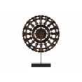 thumbnail image 1 of Benzara Ornement de Roue Bouddhiste Ronde en Bois sur Support Rectangulaire, Bronze, 1 of 1