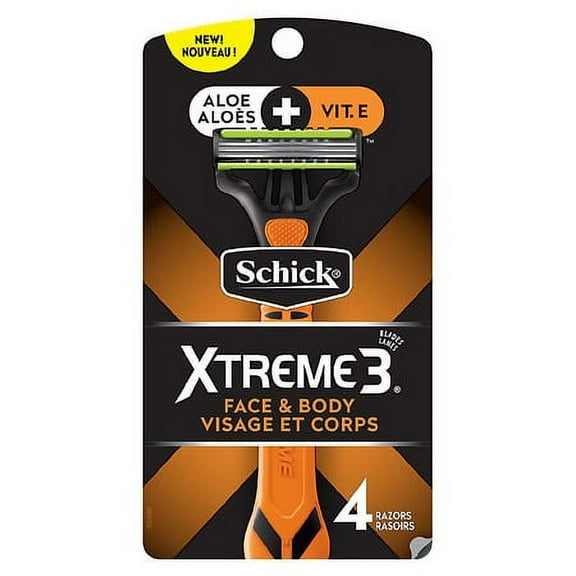 Schick Men’s Xtreme Face Body Disposable Razors – 3 Blades, 4 Count