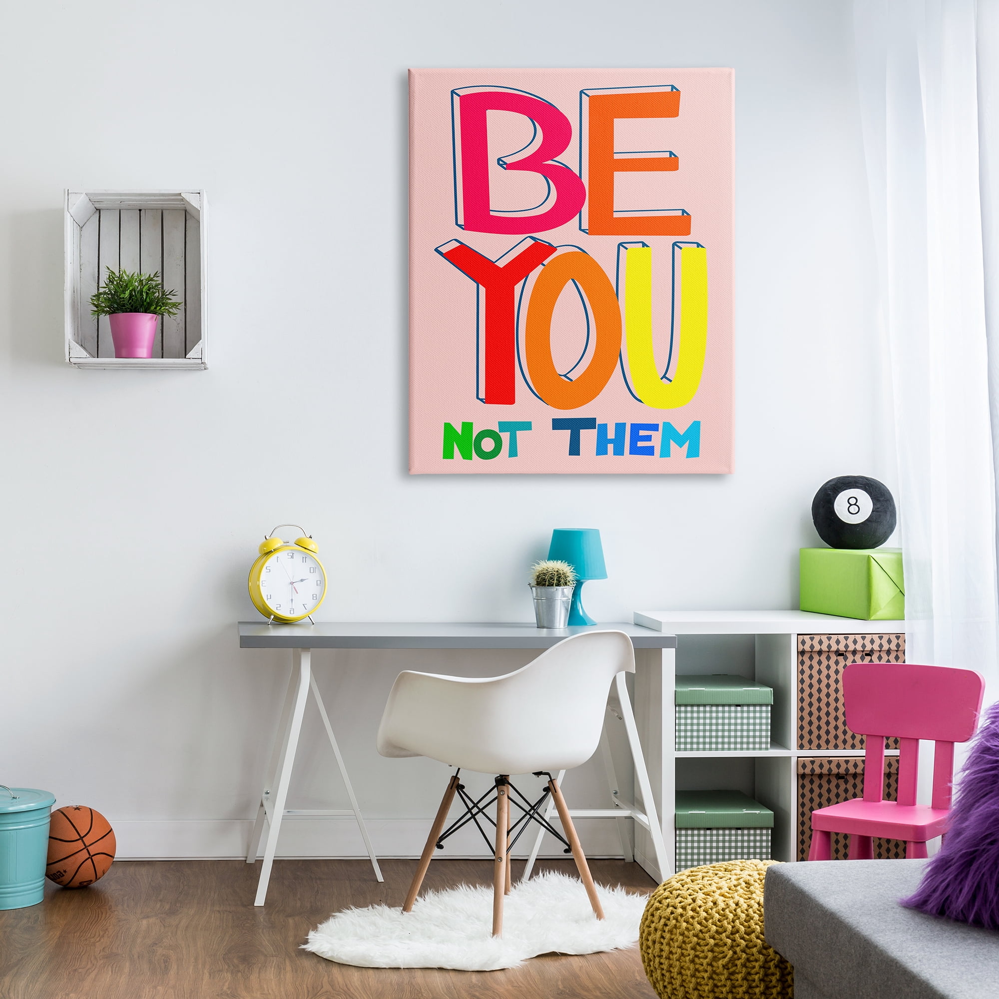 Stupell Industries Be You Not Them Phrase Inspirational Painting Gallery Wrapped Canvas Print Wall Art, 36 x 48