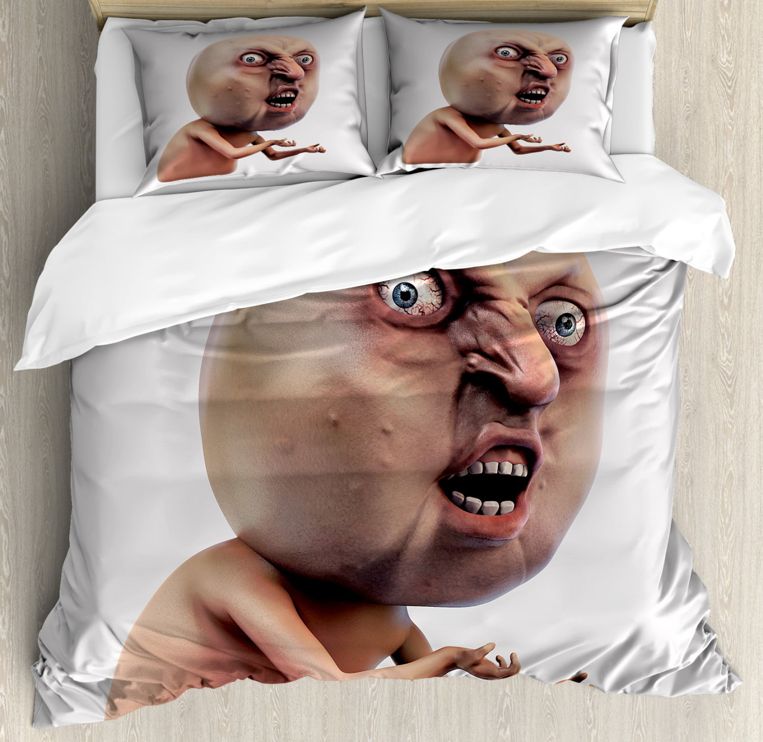 Humor Decor Queen Size Duvet Cover Set Scary Internet Meme With