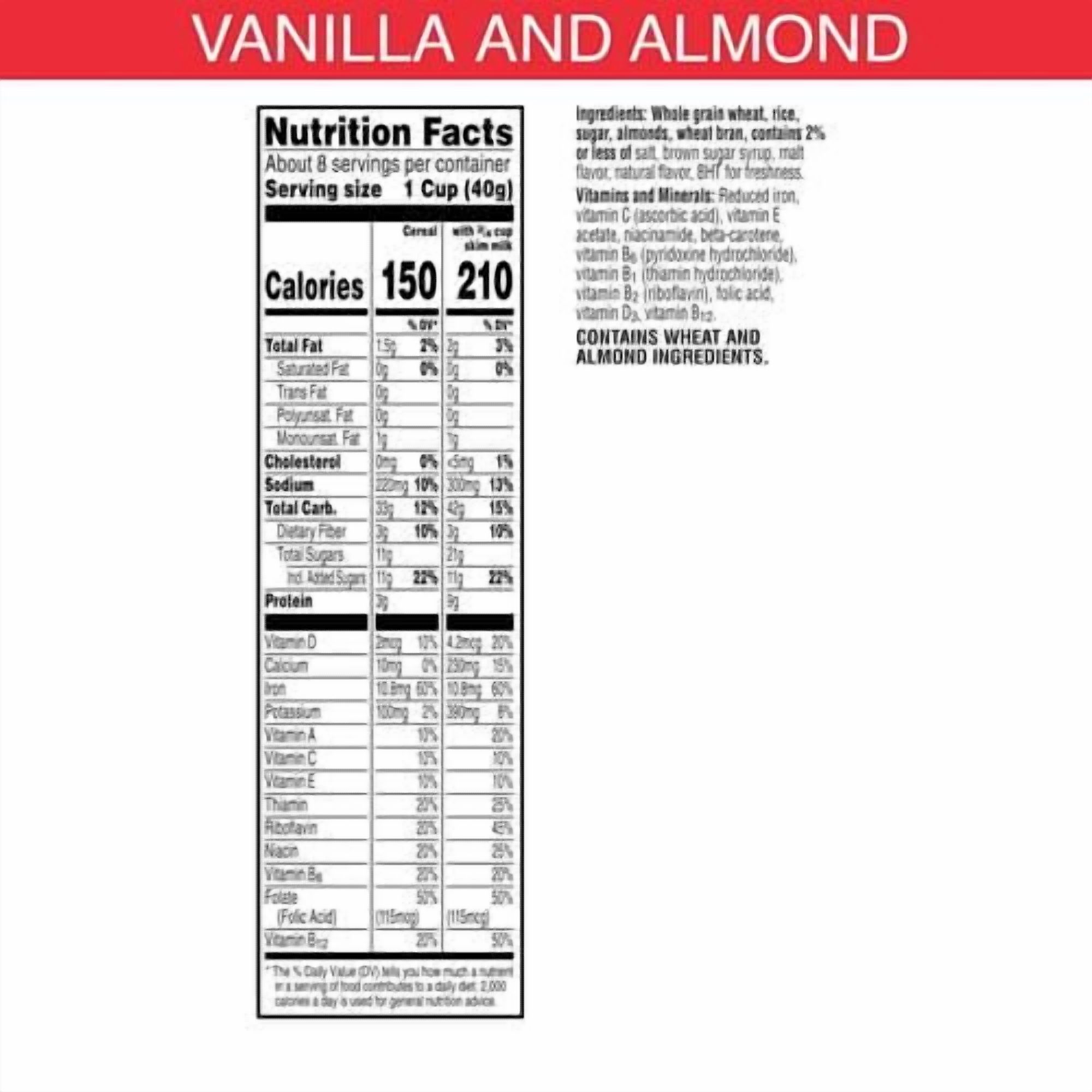Kelloggs Special K Breakfast Cereal, Fiber Cereal, Family Breakfast, Vanilla And Almond, 12.5Oz Box (1 Box) - Pack of 2