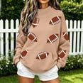 thumbnail image 2 of Gsakboxl Cardigan Sweaters for Women Warm Mock Neck Football Graphic Hoodless Sweatshirt, Loose Long Sleeve Sports Fan Pullover Tops Casual Soft Sweatshirt For Football Season Daily Vacation Outfits, 2 of 4