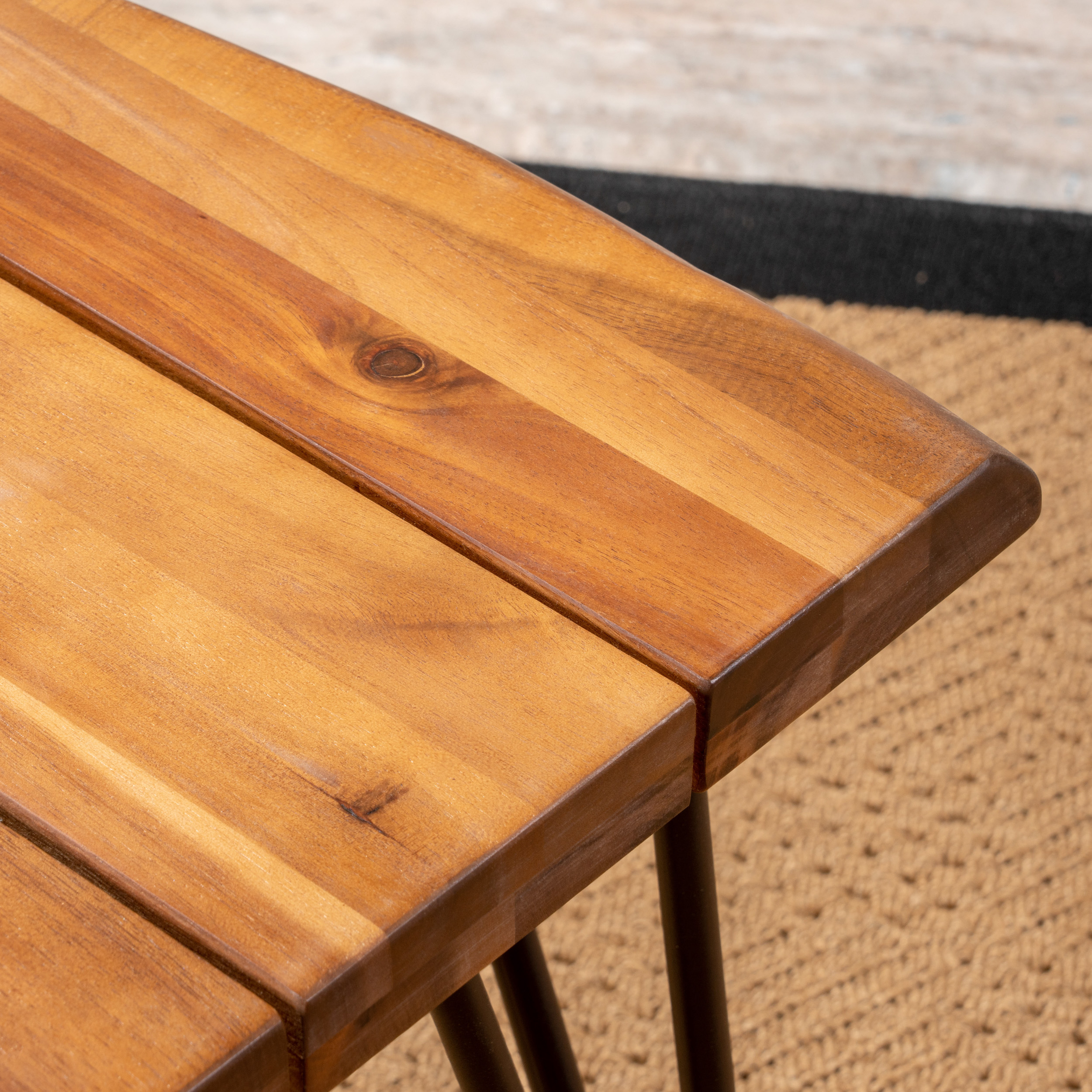 GDF Studio Avy Indoor/Outdoor Modern Industrial Acacia Wood Side Table, Teak and Rustic Metal - image 3 of 7