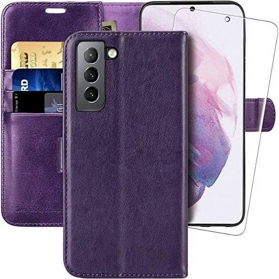 MONASAY Wallet Case Compatible for Galaxy S21 Plus 5G, 6.7 inch, [Screen Protector Included][RFID Blocking] Flip Folio Leather Cell Phone Cover with Credit Card Holder