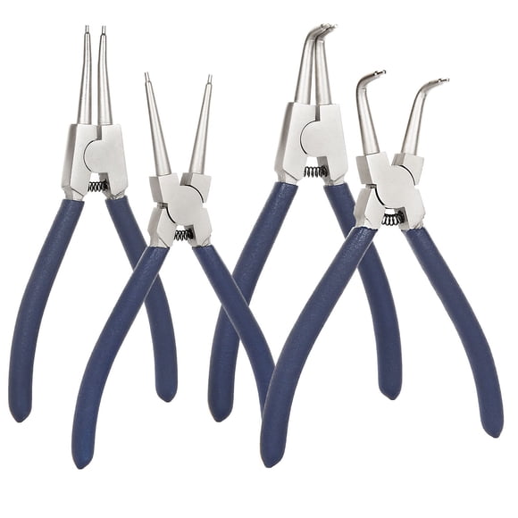 4 Pack 7 inch Snap Ring Pliers Set Heavy Duty Internal/External Circlip Pliers Kit with Straight Bent Jaw Precision Spring Loaded Pliers for Ring Rem