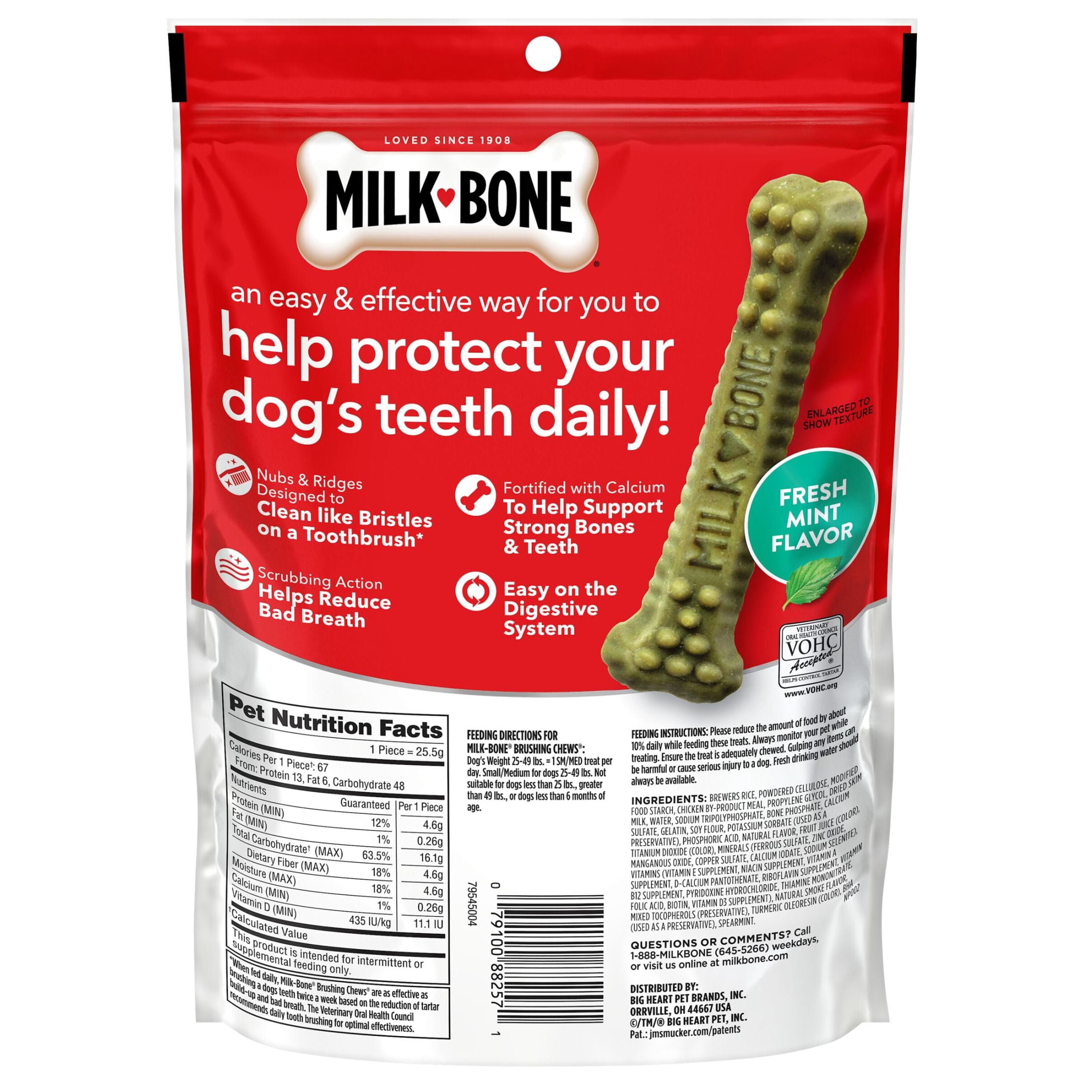 Milk Bone Brushing Chews Original Fresh Flavor Daily Dental Dog Treats, Small/Medium, 7.1 oz Bag