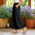 thumbnail image 6 of Dolkfu Black Women'S Pants Cropped Wide-Leg Ruffle Mid-Waist Joggers Pants Solid Modern Loungewear Elastic Waist Pants Black,L, 6 of 6