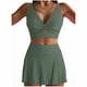 thumbnail image 2 of Trajes de baño tankini para mujer Traje de baño de color sólido de cintura alta dividida para mujer Traje de baño de bikini conservador y de moda Traje de baño de dos piezas para mujer, 2 of 5