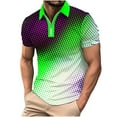 thumbnail image 1 of Birdeem T-Shirt Blouse à Fermeture Éclair pour Hommes, Décontracté, Imprimé, Manches Courtes, Col Rabattu, 1 of 12